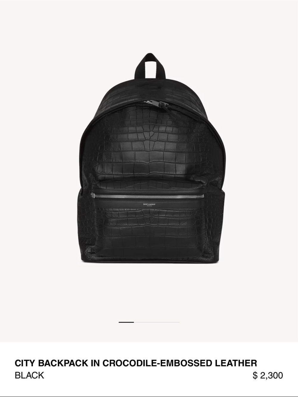 Saint Laurent Black Crocodile-Embossed Leather Backpack